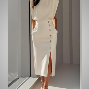 Elegant White Midi Dress for Women