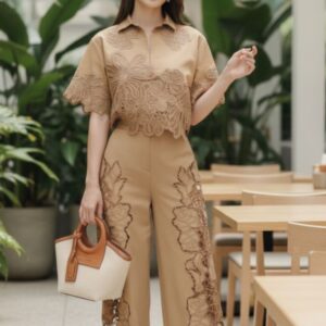 Brown unick laze design co-ort set